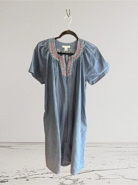Go Softly Patio cotton denim and embroidery loungewear dress Size M
